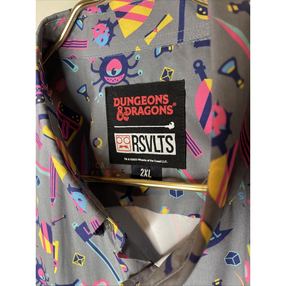 RSVLTS Dungeons & Dragons "Let's Roll" Button-Up Shirt Men's Size 2XL Rare - Picture 8 of 9